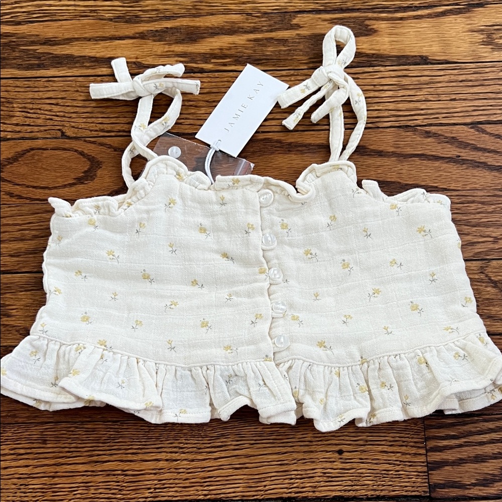 Jamie Kay Cream Floral Ruffle Top